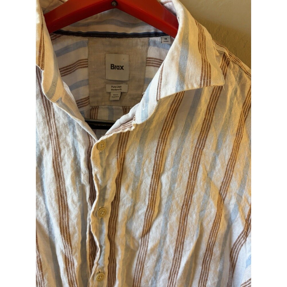 Brax Striped Linen Men’s Shirt Summer Lightweight Sz Medium